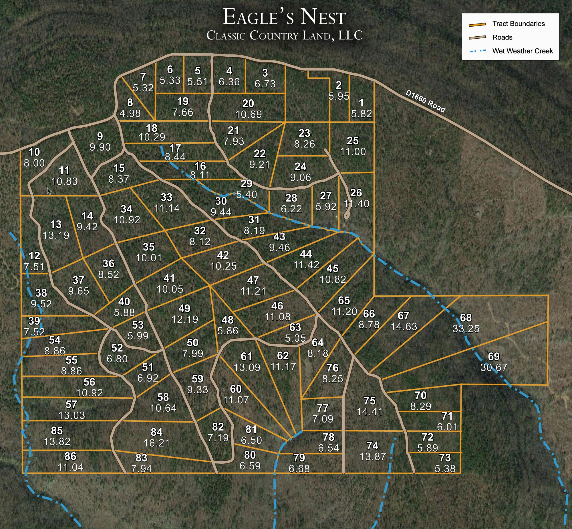 Plat map for Eagles Nest Ranch in Pushmataha County, Oklahoma